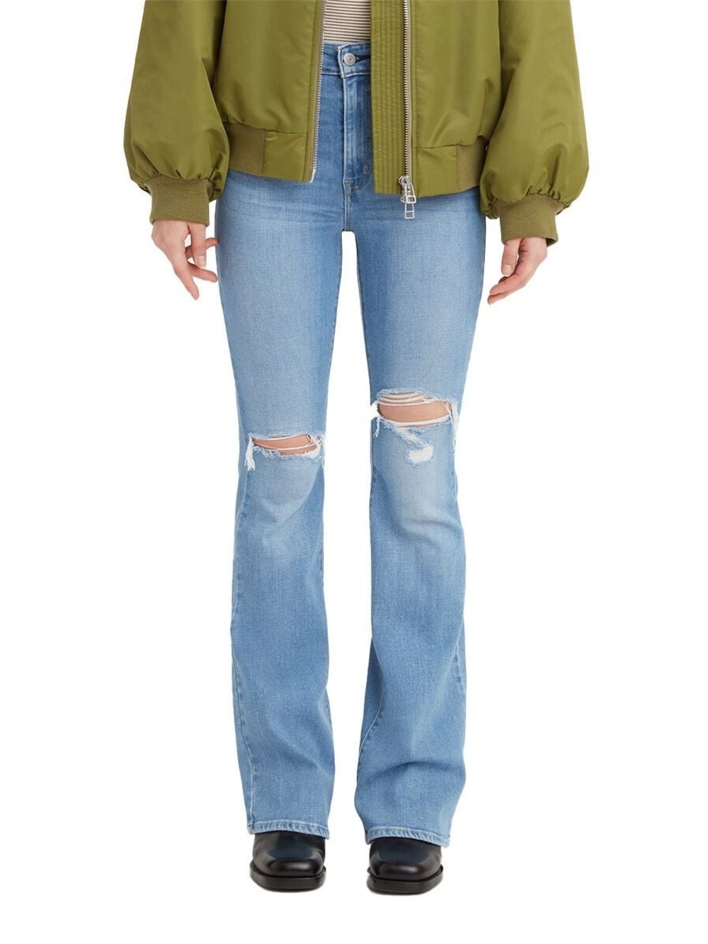Levi’s High-Rise Light Blue Distressed Flare Jeans